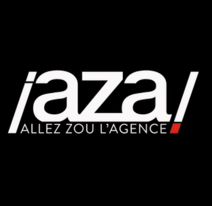 logo blanc et rouge pour agence musicale